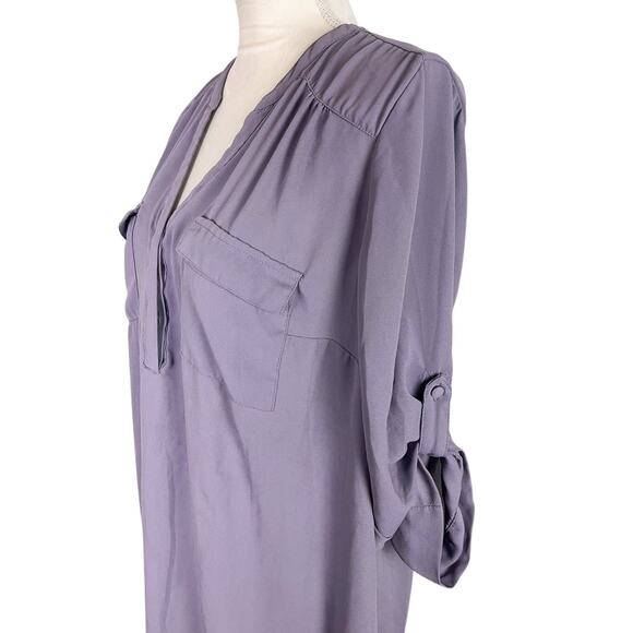 Torrid Harper Georgette Pullover Tunic Blouse 3/4 Sleeve Gray Ridge Plus Size 0X - Picture 8 of 10